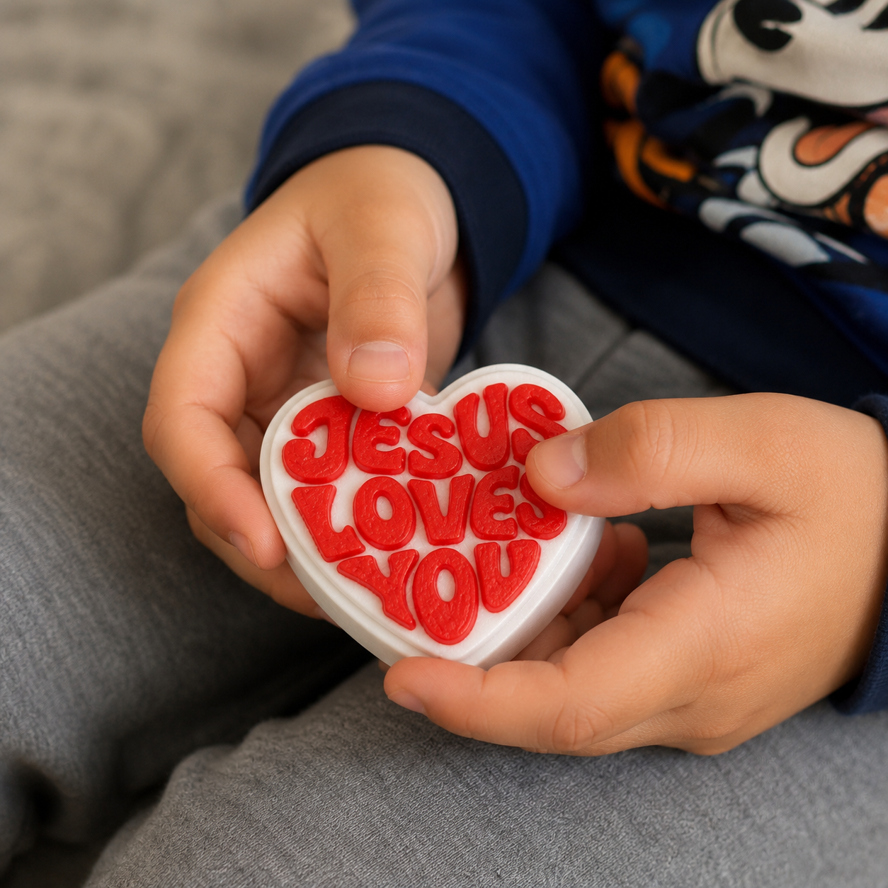 Jesus Loves You Heart Clicker – 3D Printed Fidget Toy