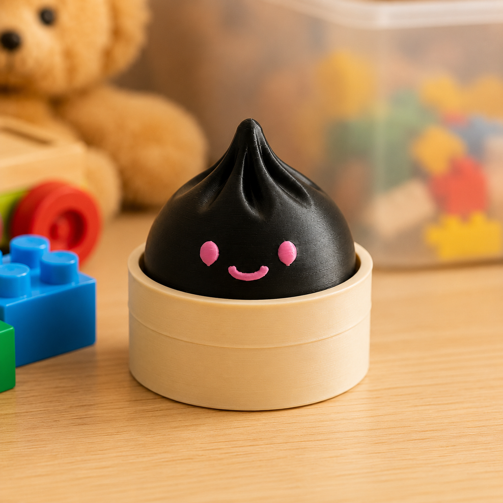 Black & Pink Dumpling Clicker – 3D Printed Fidget Toy