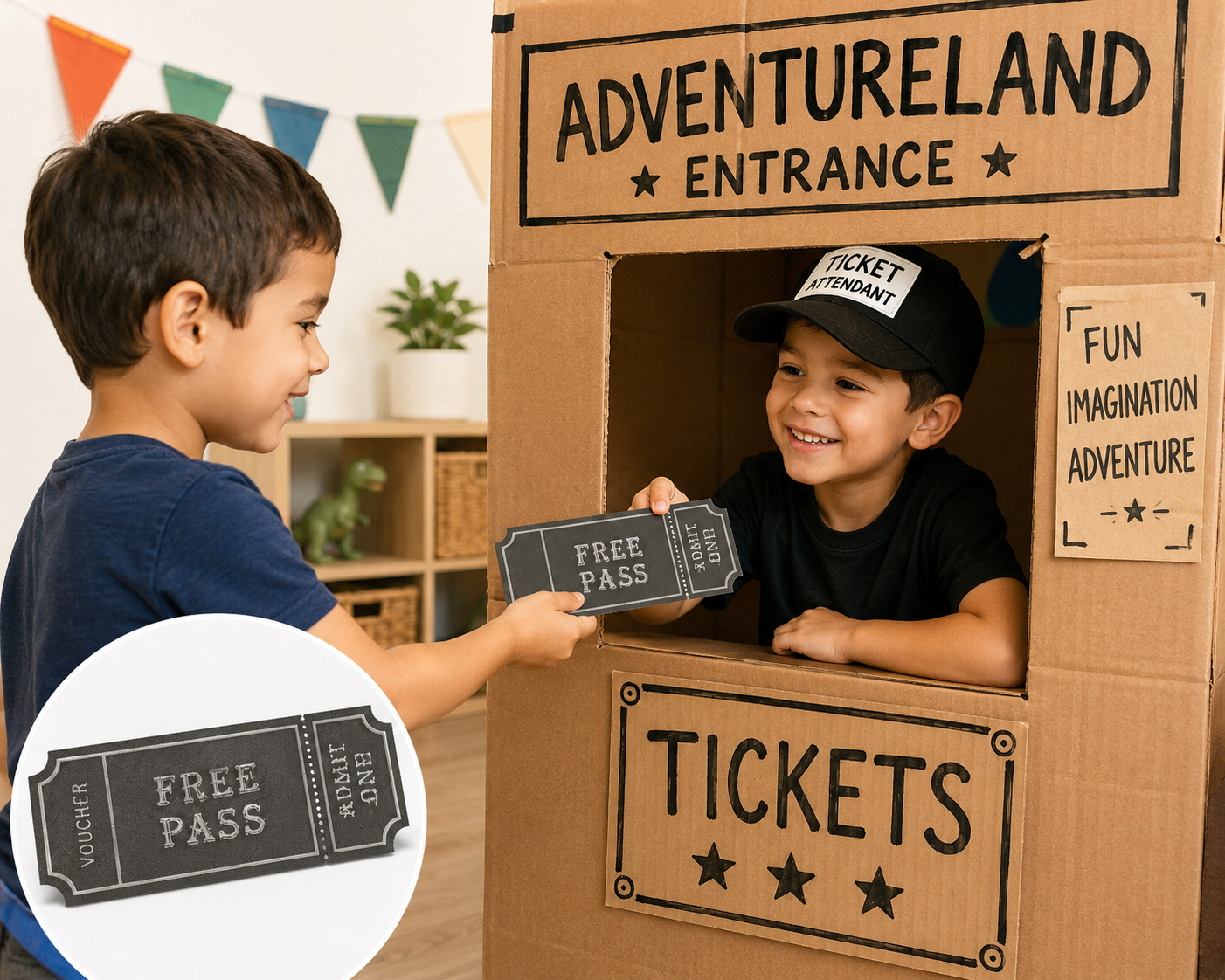 🎟️ Pretend Play Free Pass – 3D Printed Role-Play Ticket